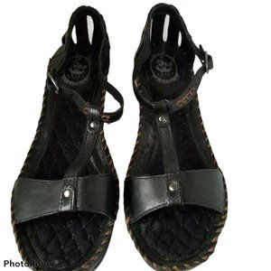 Women Sandals ARIAT Ladies Sz 9.5 B Black Gladiator Shalimar Leather Wedge Heel